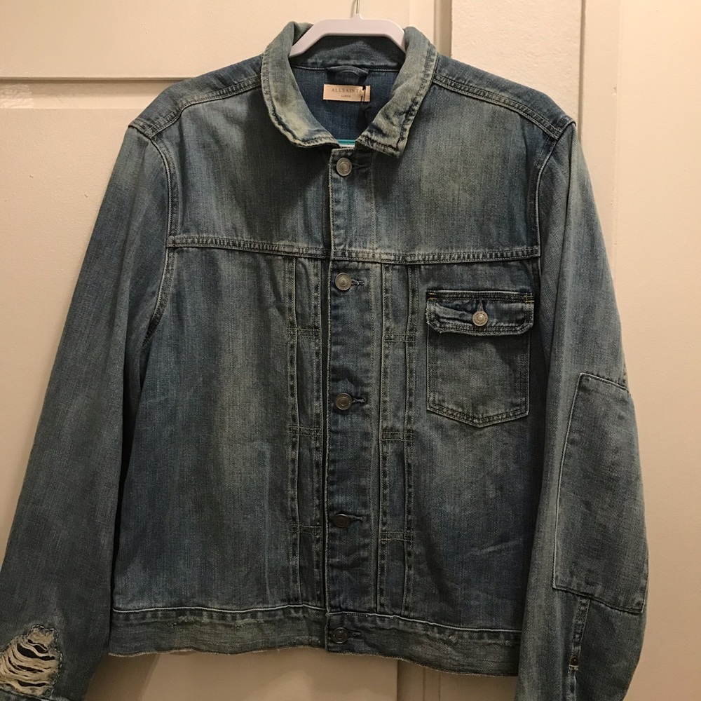 AllSaints  Distress Jean Jacket size Large